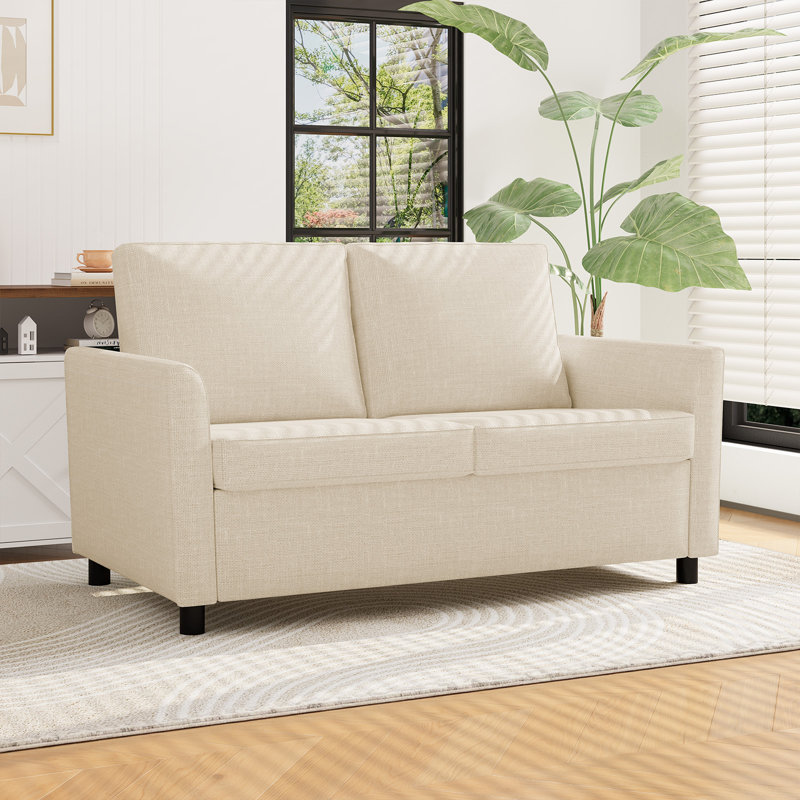 2 Seater Linen Loveseat, Beige