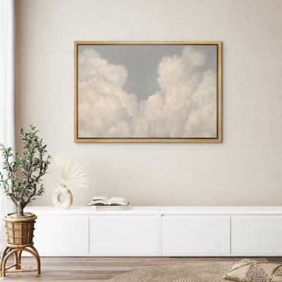 Framed Canvas Wall Art Print - Vintage Clouds Landscape Artwork Living Room Modern Minimalist Decor