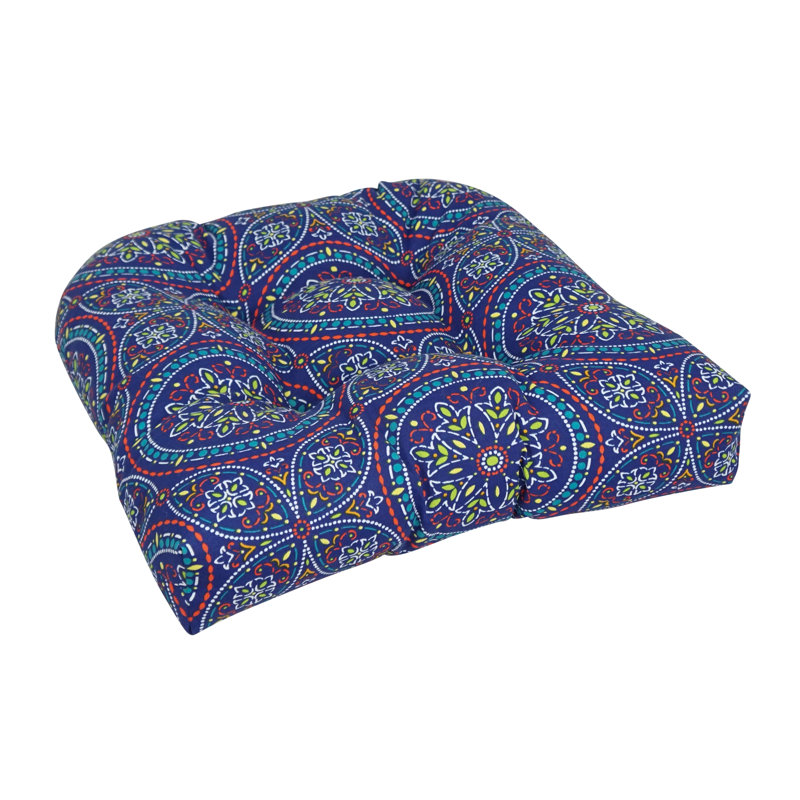 Coussin de chaise de salle à manger capitonné intérieur / extérieur, bleu