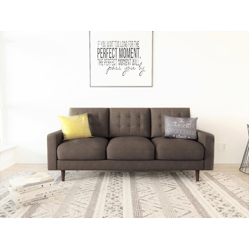 Northway 71.7" Linen Square Arm Sofa, Brown Linen
