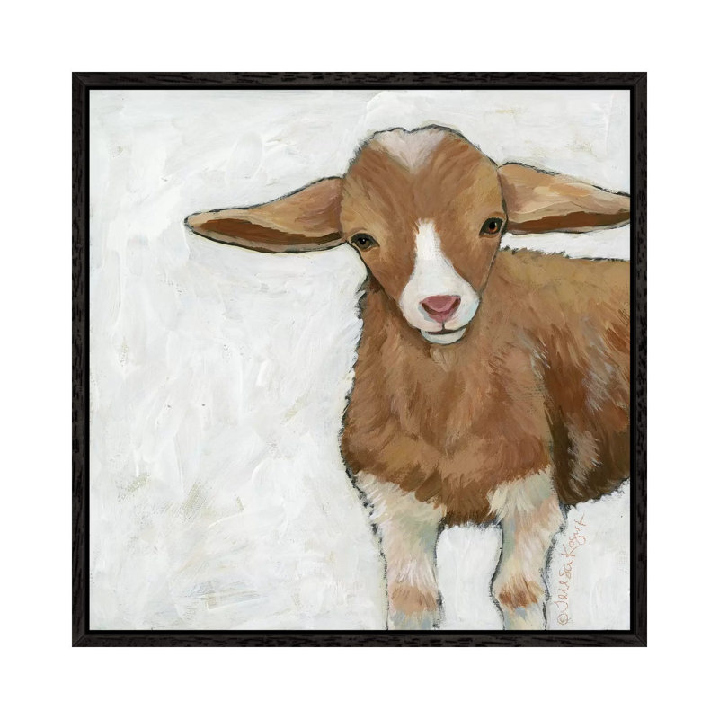 Tilly Goat by Teresa Kogut - Painting on Canvas, 93.98cm H x 93.98cm W x 3.81cm D, Black Floater Framed