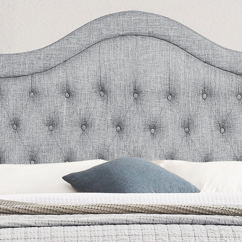 Upholstery Adjustable Headboard with Fine Linen  and Button Tufting for Bedroom, Gray, Full