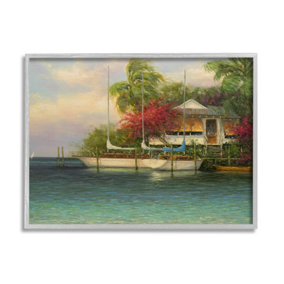 Bateau tropical, bord de l'eau, art numérique par Martin Figlinski