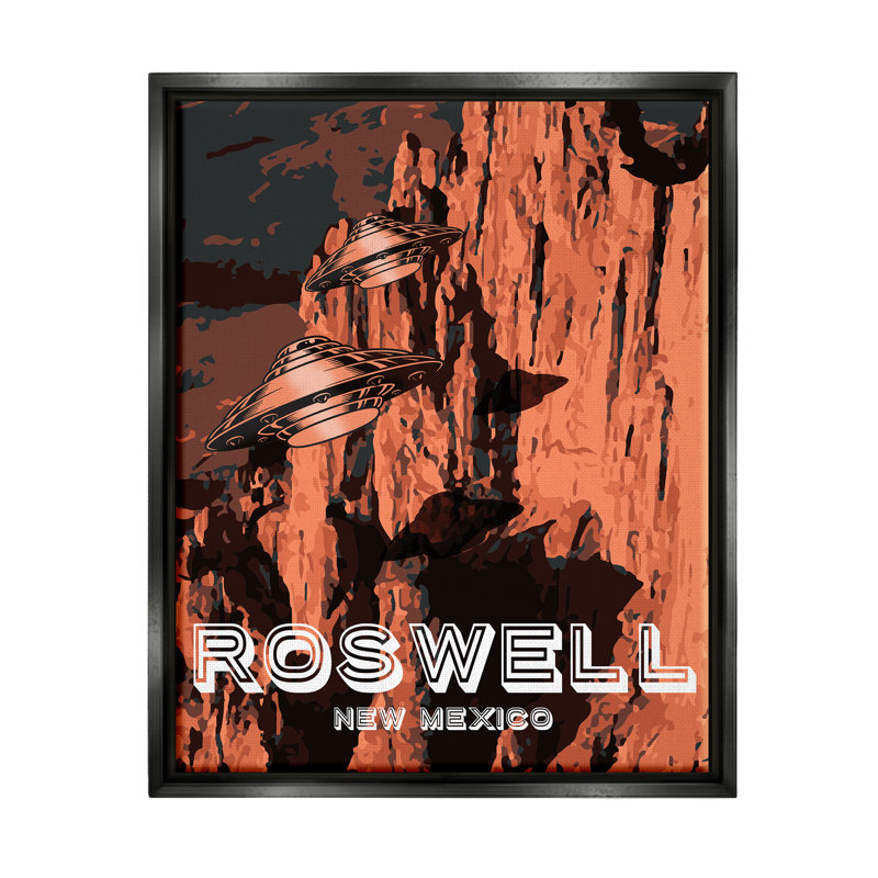 «Roswell New Mexico Desert UFOs» par Lil 'Rue, impression, Cadre flottant noir de jais, H 21 po x l 17 po x P 1,7 po