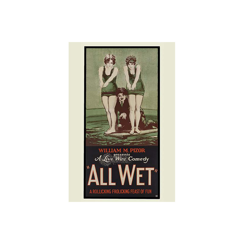 « all mouillé », affiche rétro, H 36 po x l 24 po x P 1,5 po