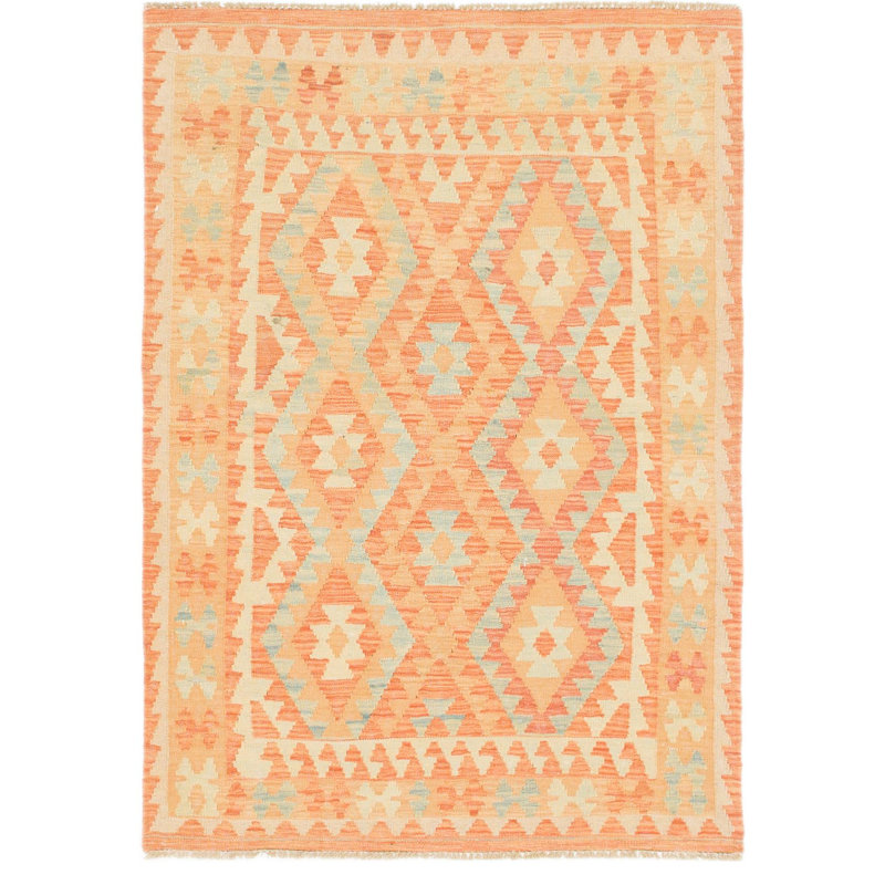 Tapis noué la one-of-kind à la main-nouvelle ère rouille rouge 3 pi 7 po x 5 pi aire de laine Elland