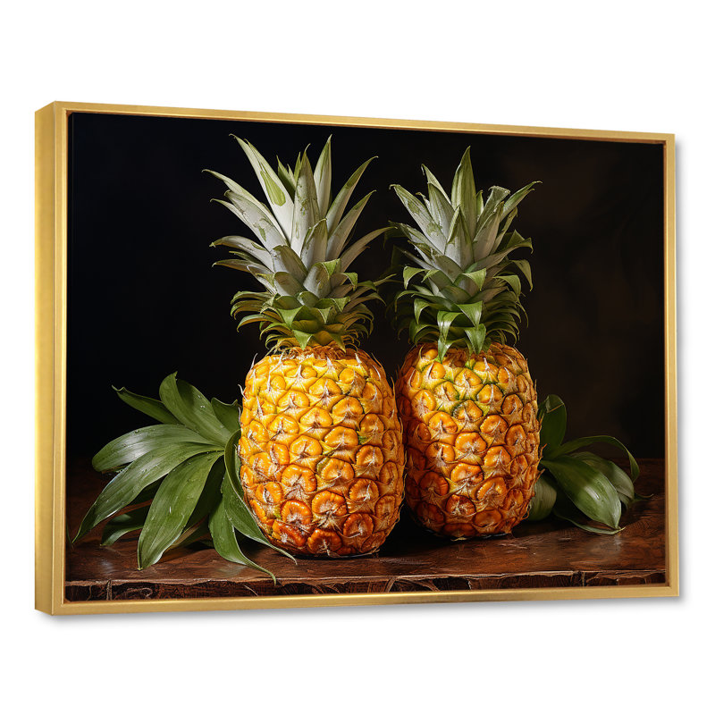 Pinapple Golden Harvest Delights, H 34 po x l 44 po x P 1,5 po, Cadre flottant doré