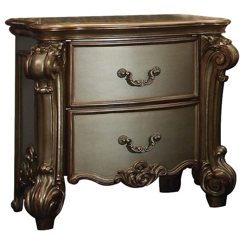 Mccarroll 32.08'' W Nightstand, Gold/White