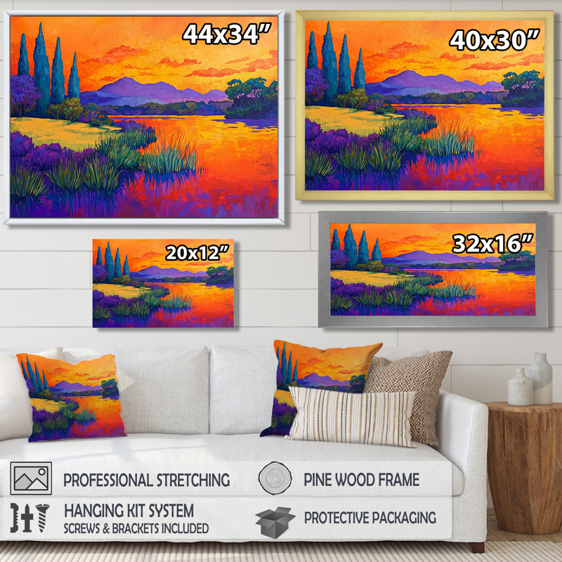 «Vibrant Lake In African Landscape II», reproduction d'art sur toile, Reproduction encadrée d'une seule photo sans pass, Noir