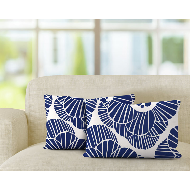  Polyester / Mélange de polyester Housse de coussin rectangulaire intérieure / extérieure lombaire et insert, Bleu marine