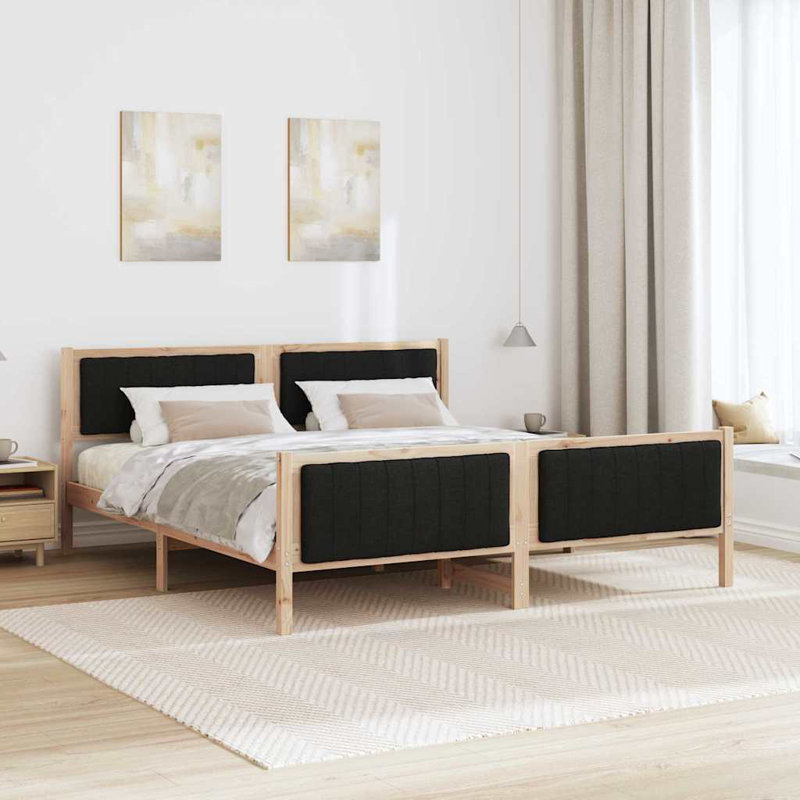 Solid Wood Bed Frame, Brown/Black, Super King (6')
