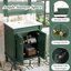 Meuble-lavabo en bois avec lavabo, 2 portes et tablettes de rangement-264995609