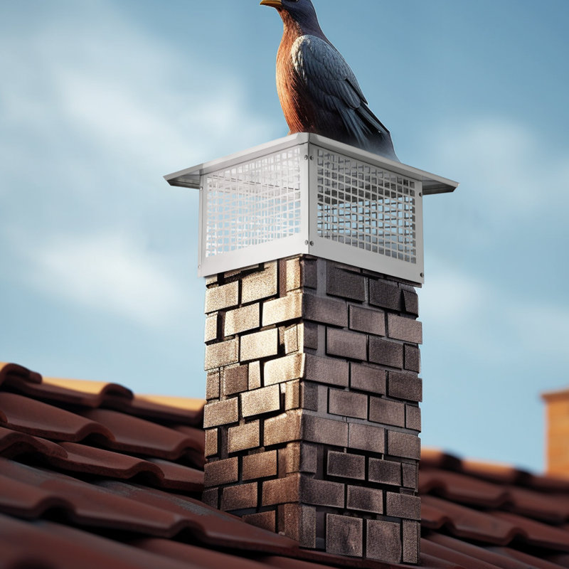 Silver Stainless Steel Square Chimney Cap with Mesh Cover
