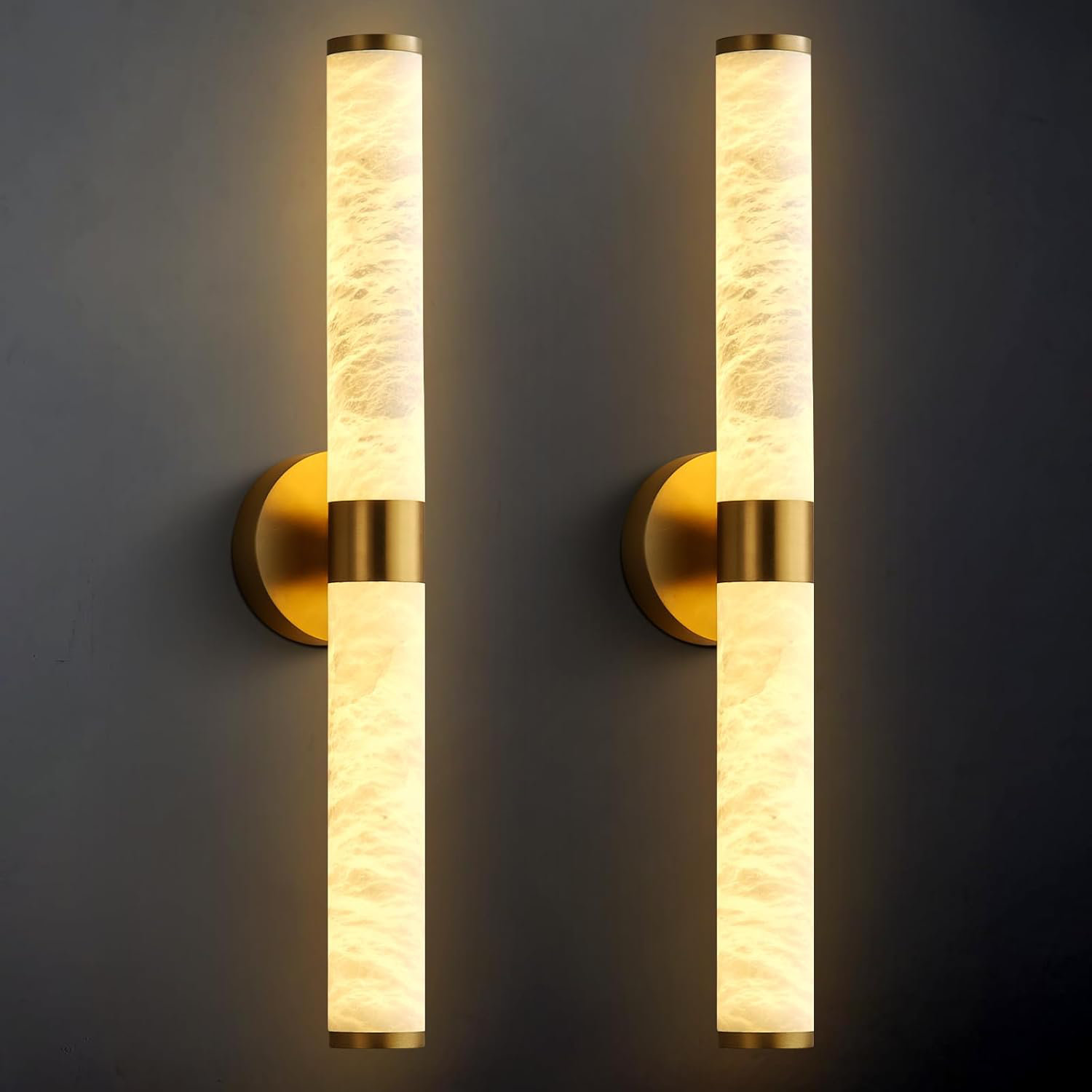24" Spanish Natural Alabaster LED Wall Sconce Flush Mount Light