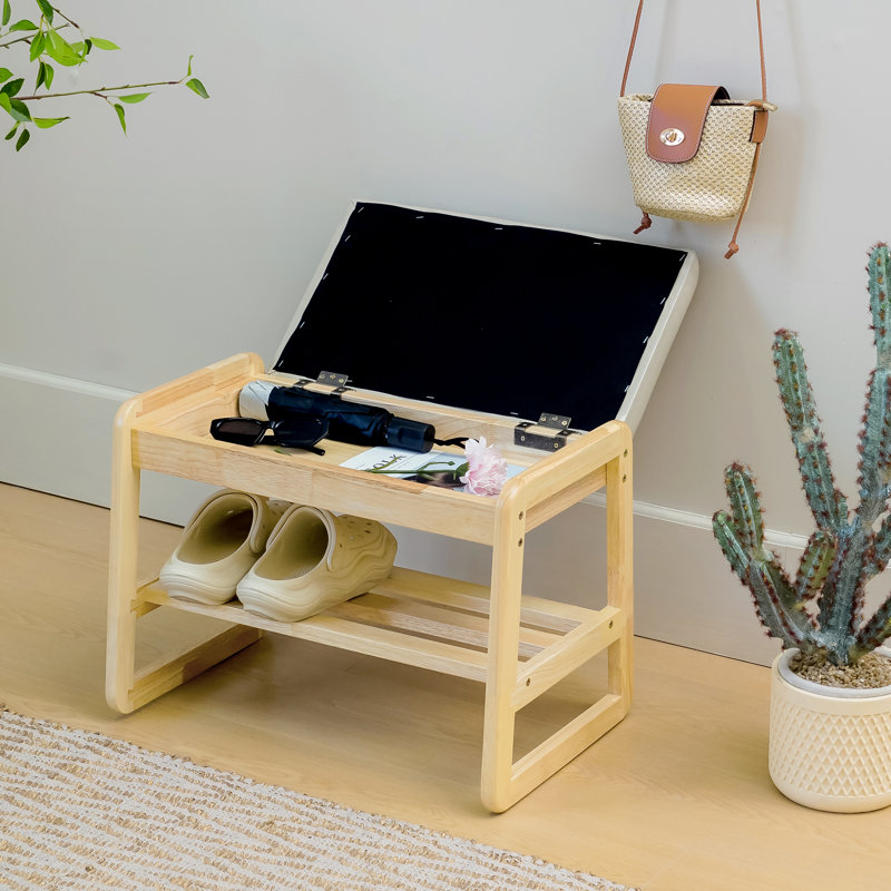 Banc de rangement en similicuir, Naturel, Beige