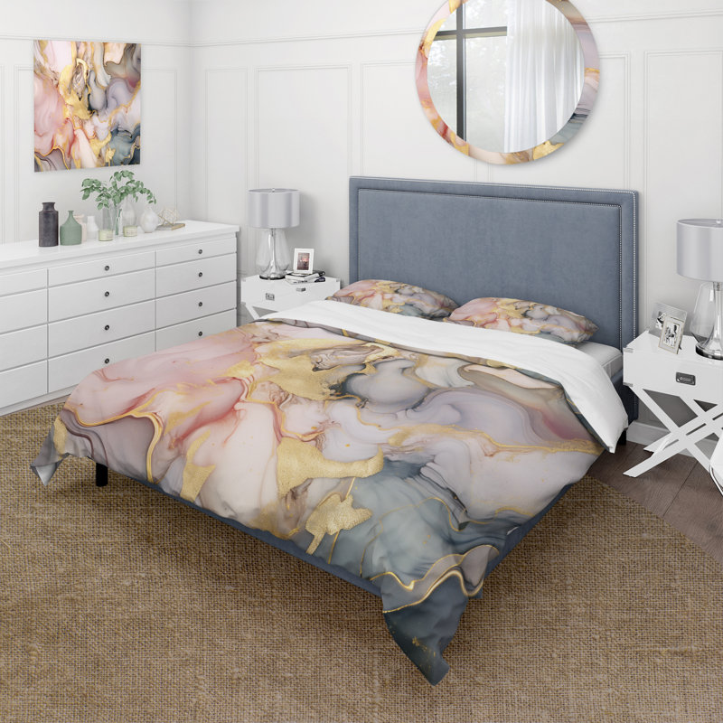 Ensemble de housse de couette Gray and Pink Tender, Housse de couette très grand et 2 très grandes t