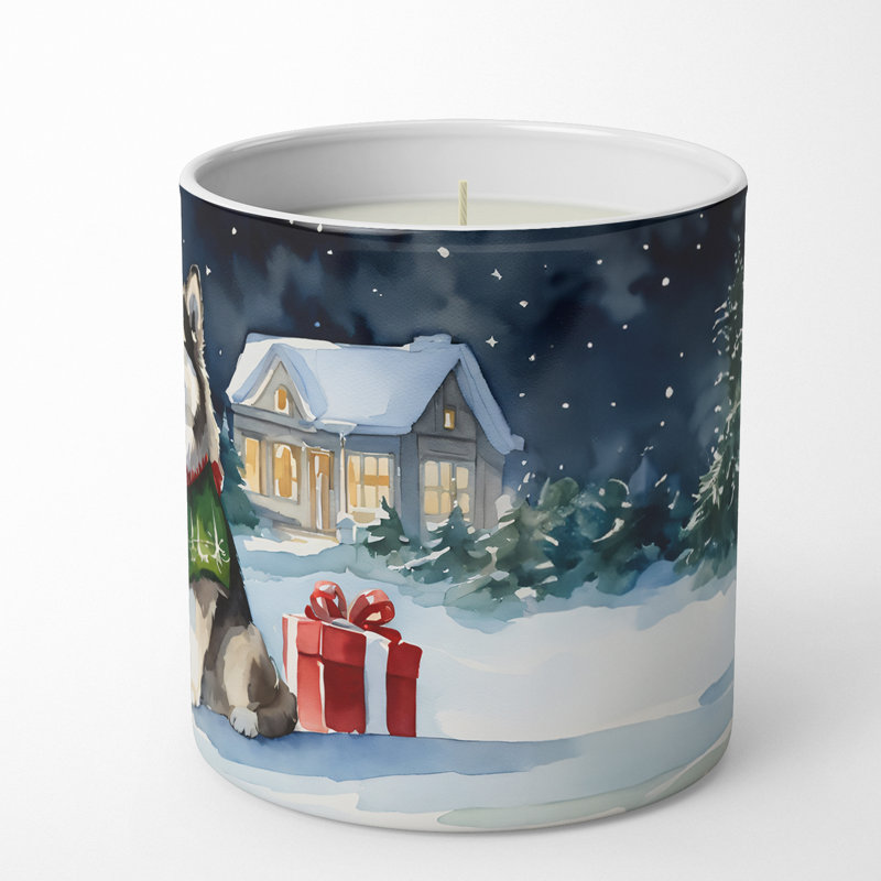Bougie de Noël parfumée avec support en céramique