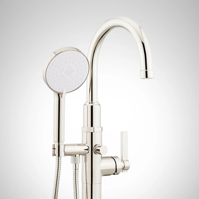 Signature Hardware Greyfield Freestanding Tub Filler without Rough in Valve, Polished Nickel