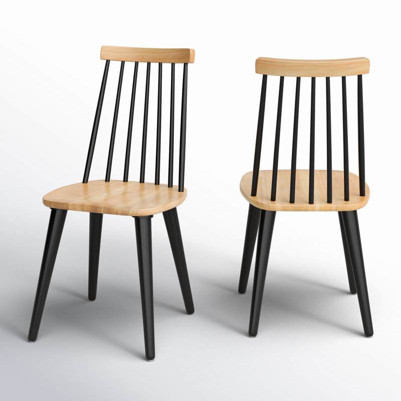 Chaise d'appoint en bois massif Rolde, Naturel/noir