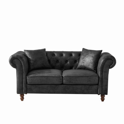 3+2 Seater Sofa Set Chesterfield ?Tech Fabric Sofa,High-Tech Fabric Roll Armrest Sofa,Upholstered Mid Century Modern Couch,3 Seat+2 Seat Combo Couch F by Ivy Bronx