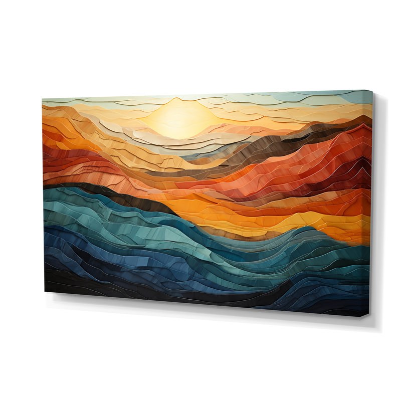 Corail bleu sarcelle audacieux paysage de montagnes - art mural montagnes