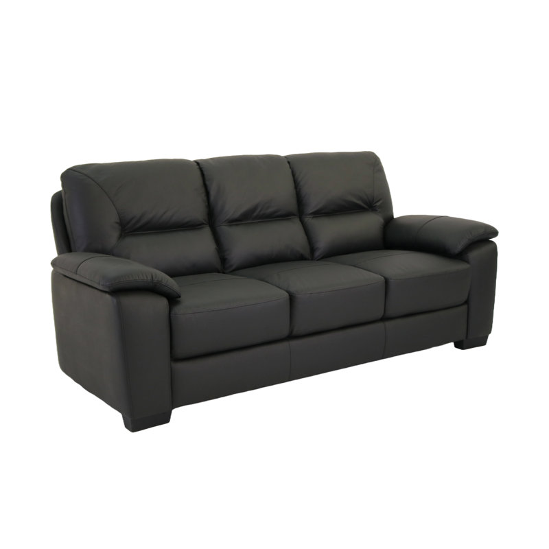 Nafissa 3 Seater or 2 Seater Genuine Leather Sofa, 3, Black