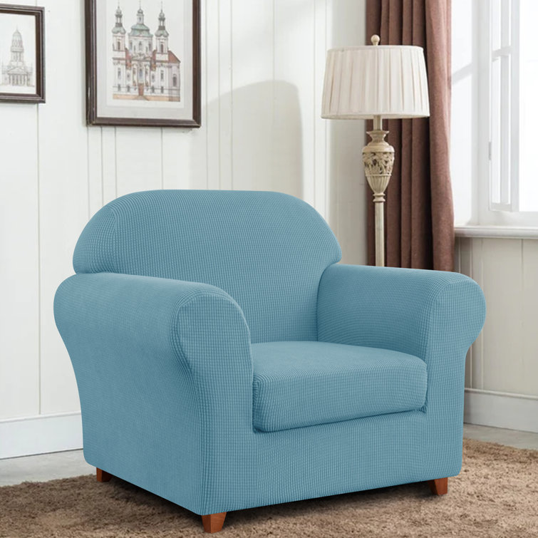 Elastic Textured Grid Separate Box Cushion Arm Chair Slipcover