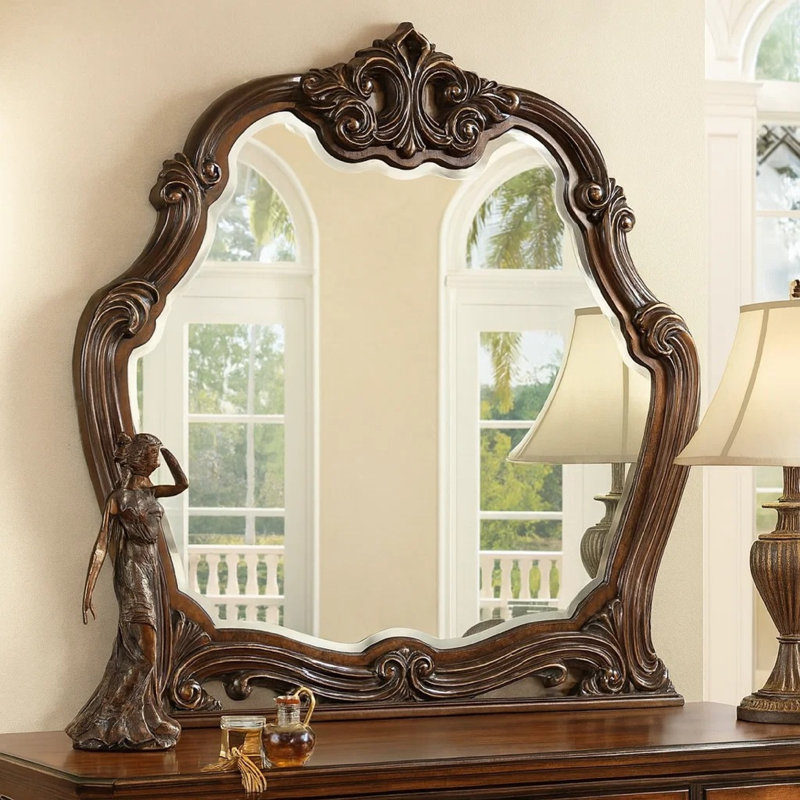 Miroir pour commode Ruth, brun cerise traditionnel 48 x 51