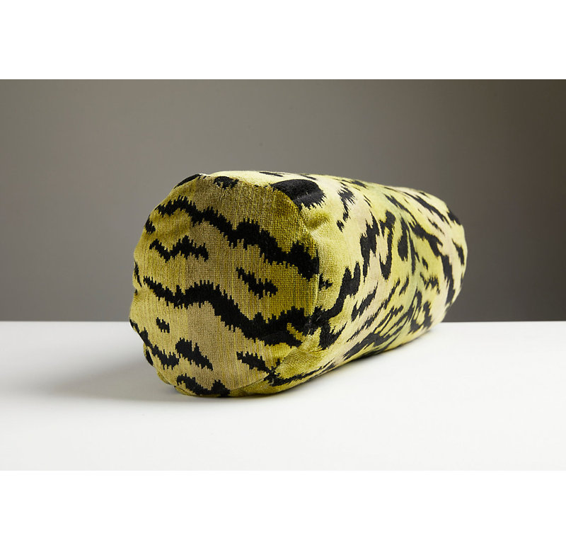Wild Glamour Bolster Pillow Cover & Insert, Green/Black, Feather/Down