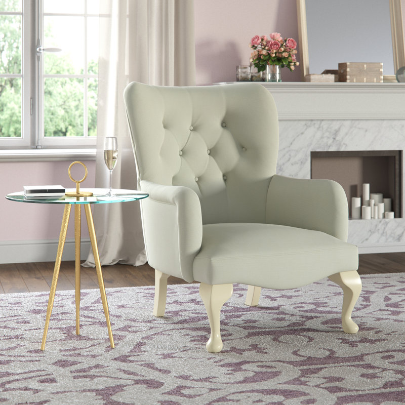 Loretta Upholstered Wingback Chair, Cream, Fortuna Coffee Pattern