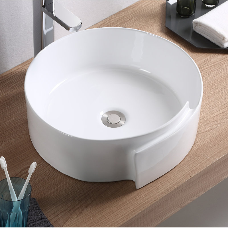 Lavabo de salle de bain à bateau circulaire en porcelaine vitreuse