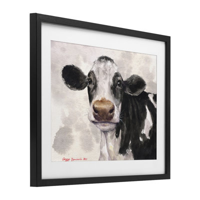 Jolie vache avec fond abstrait, reproduction sous verre, conception de George Dyachenko