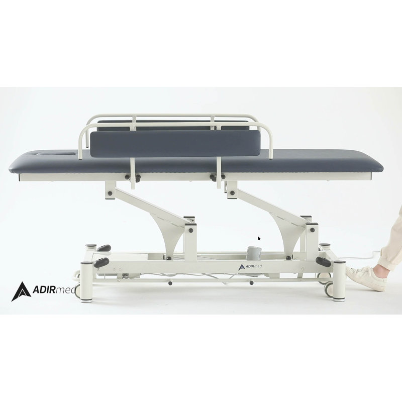 Industrial Rectangular Leather and Steel Adjustable Table