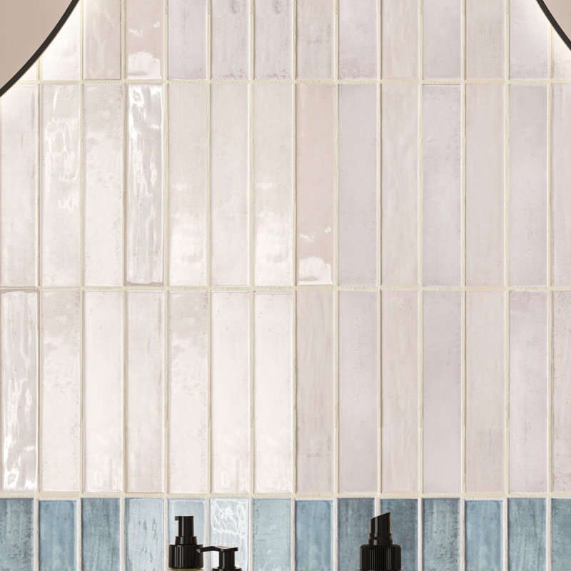 Zarah 2 in. x 10 in. Glossy Ceramic Subway Wall Tile, Rose