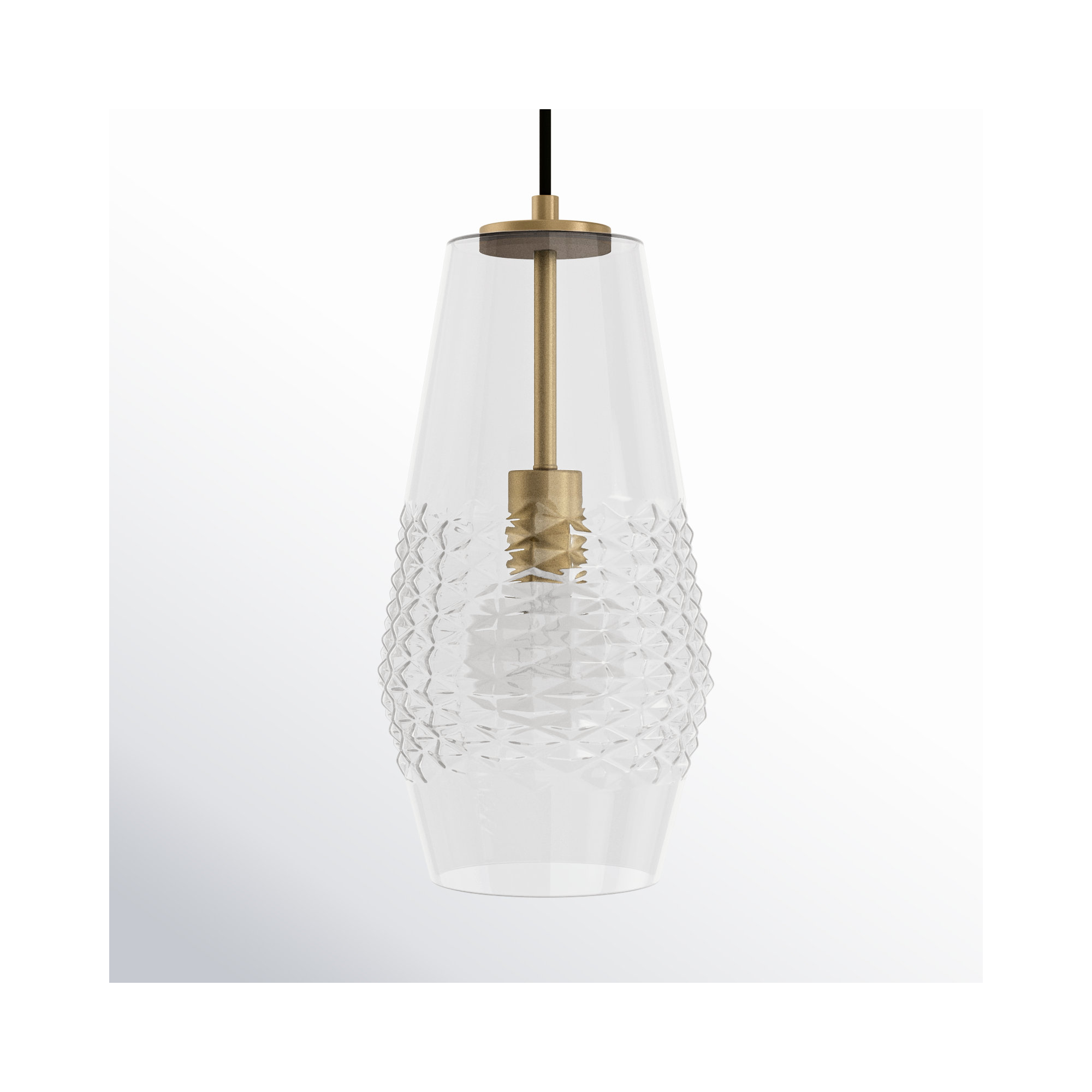 Single Light Glass Dimmable Pendant, Aged Brass