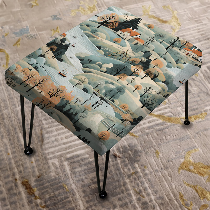 Summer Scandinavian Landscape - Floral Rectangle Ottoman