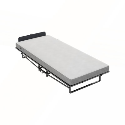 Durable Metal Folding Bed Frame With High Density Foam Mattress, Easy Storage And Movable With 4 Castors