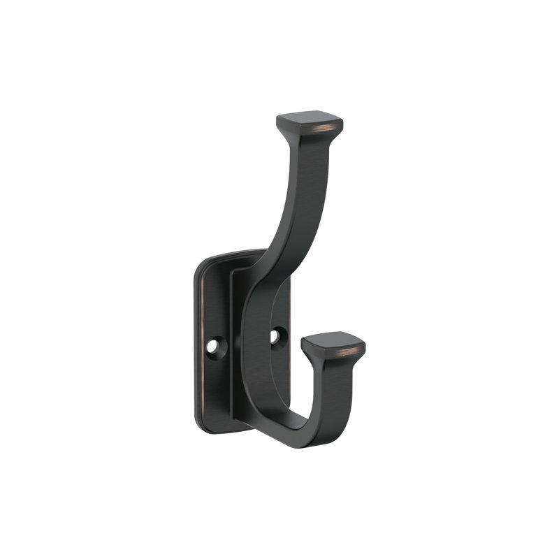 Alder Transitional 2 Prong Decorative Wall Hook, Oil Rubbed Bronze