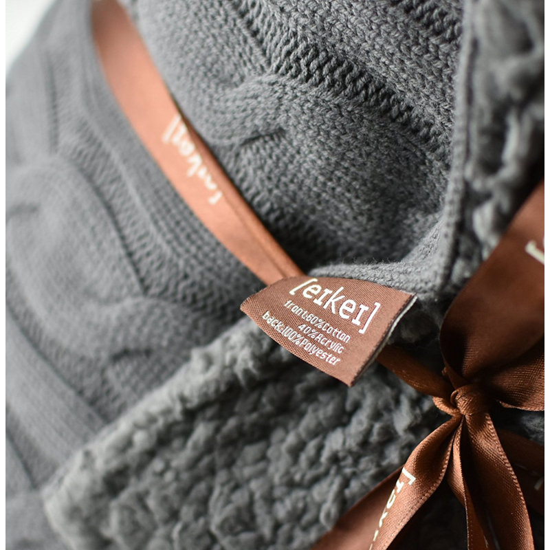 Cable Knit Throw Blanket, Charcoal Gray, 55" x 70"
