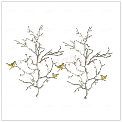 Élégantes sculptures murales en métal avec accents d'oiseaux, ensemble de 2, parfaites pour un décor moderne et inspiré de la nature