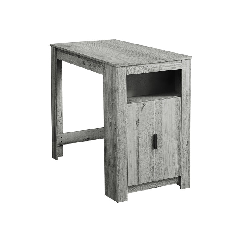Table de salle à manger rectangulaire 48 po, hauteur comptoir, stratifié gris, option de rangement contemporain en stratifié
