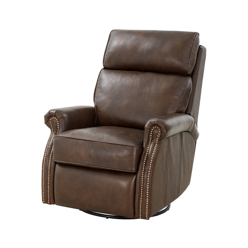 Segen 31'' Wide Leather Manual Swivel Standard Recliner, Ashford Walnut Split Grain Leather
