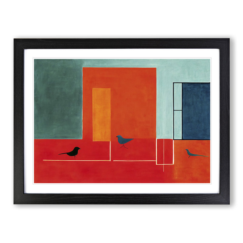 Showstopping Abstract Birds - Framed Print, Black, 34cm H x 46cm W x 2cm D