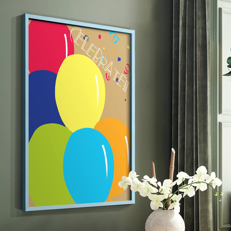«Celebrate», reproduction encadrée - bois massif, H 10 po x l 8 po, Bleu