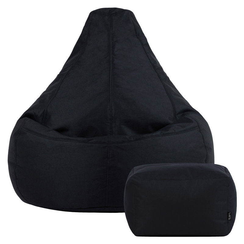 icon Recliner Bean Bag Chair & Pouffe, Black