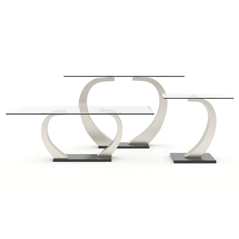 Natalia 3 - Piece Glass Top Living Room Table Set