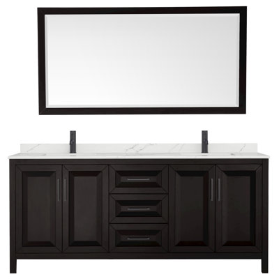 Ensemble de meuble-lavabo double 80 po avec dessus en quartz et miroir Daria