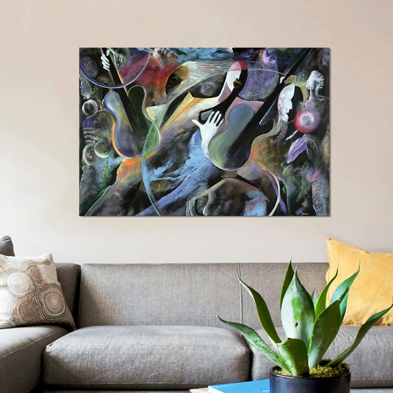 «jammin’print on toile, H 40 po x l 60 po x P 1,5 po, Pas de tapis, Toile tendue