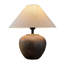 Lampe de table en céramique Wabi Sabi de 40 cm, lampe de chevet rustique style ferme avec abat-jour en lin, brun terreux