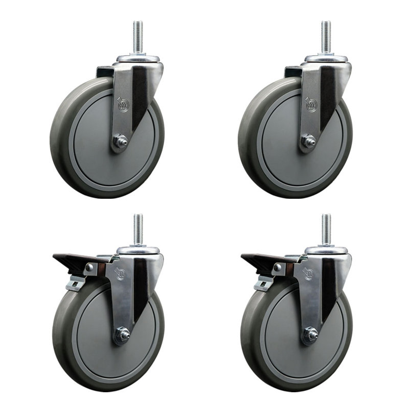 Poly Wheel Swivel 5/8 Inch Threaded Stem Caster Service Caster